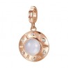UFO Charm Rosato in argento 925‰, galvanica oro rosa, smalto bianco, 6 zirconi bianchi, 1 pietra di luna