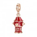 Idrante Charm Rosato in argento 925‰, galvanica oro rosa, smalto rosso