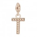 Lettera T Charm Rosato in argento 925‰, galvanica oro rosa