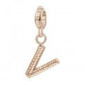 Lettera V Charm Rosato in argento 925‰, galvanica oro rosa
