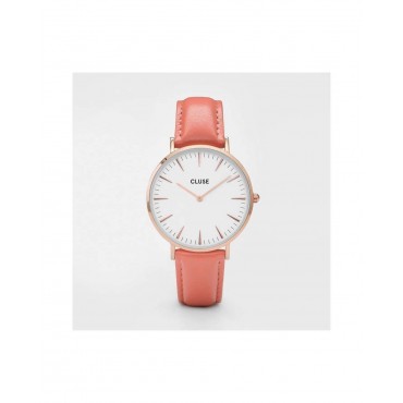 Orologio Cluse Donna Rose Gold La Boheme Al quarzo cassa da 38mm Oro rosa in Acciaio quadrante Bianco cinturino in Pelle