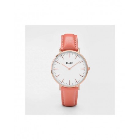 Orologio Donna Cluse La Boheme Quarzo 38mm cassa Rose Gold Quadrante Bianco Cinturino Rosa Falmingo