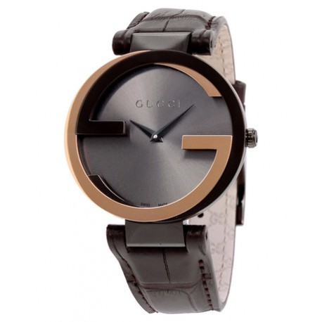 OROLOGIO Gucci Interlocking-G Black Dial Brown Leather Ladies Watch