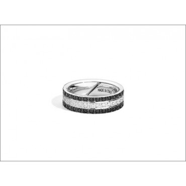 Anello Recarlo Facecube diamanti naturali bianchi e diamanti neri  - R39FM001/KX061-M