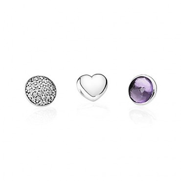 Charm Pandora Pietra Natale Febbraio Componibile Petite Memories, in Argento, Zirconi e Pietra Colorata