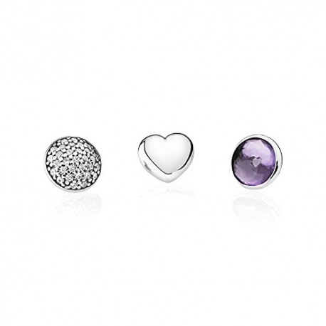 Charm Pandora Pietra Natale Febbraio Componibile Petite Memories, in Argento, Zirconi e Pietra Colorata