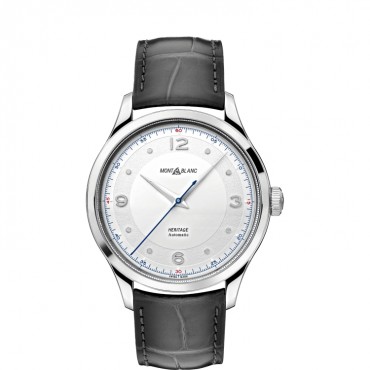 Orologio Uomo Montblanc Heritage GMT Automatico 40mm cassa in Acciaio quadrante Bianco cinturino in Pelle