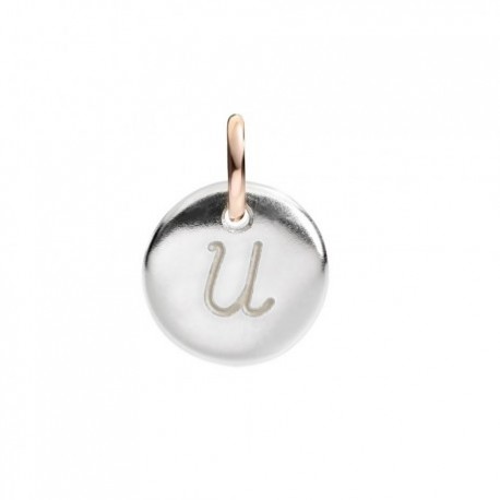 Charm Lettera U Queriot in Argento e Oro Rosa 9 Kt