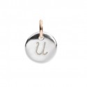 Charm Lettera U Queriot in Argento e Oro Rosa 9 Kt