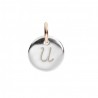 Charm Lettera U Queriot in Argento e Oro Rosa 9 Kt