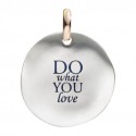 Moneta Queriot " Do what you love" in Argento, Oro Rosa 9 Kt e Smalto color Blu