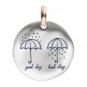 Moneta Queriot " Good Day, Bad Day" in Argento, Oro Rosa 9 Kt e Smalto Color Blu