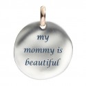Moneta Queriot " My mommy is beautiful" in Argento, Oro Rosa 9 Kt e Smalto color Blu Scuro