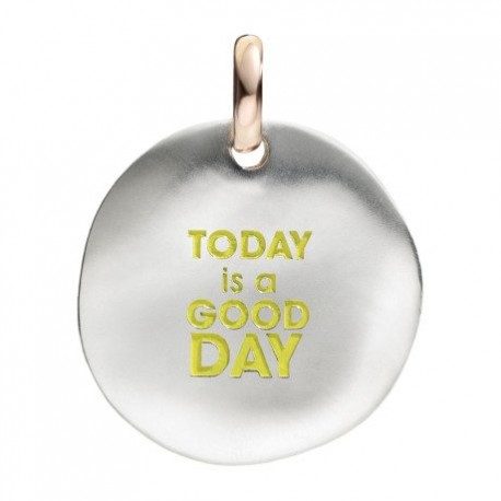 Moneta Queriot " Today is a good day" in Argento, Oro Rosa 9 Kt e Smalto color Giallo