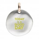 Moneta Queriot " Today is a good day" in Argento, Oro Rosa 9 Kt e Smalto color Giallo
