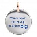 Moneta Queriot " You're Never Too Young To Dream Big" in Argento, Oro Rosa e Smalto Colo Blu