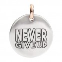 Moneta Queriot "Never Give Up" in Argento, Oro Rosa 9 Kt e Smalto Nero
