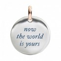 Moneta Queriot "Now the world in yours" in Argento, Oro Rosa 9 Kt e Smalto color Blu Scuro
