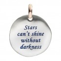Moneta Queriot "Star can't shine without darkness" in Argento, Oro Rosa 9 Kt e Smalto colorato Blu Scuro