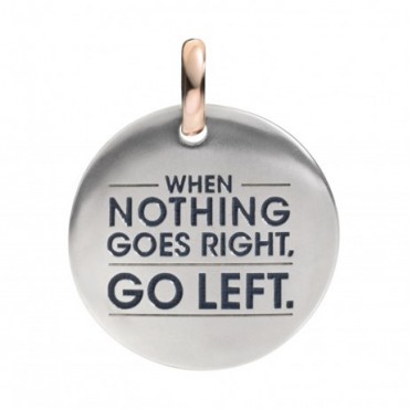 Moneta Queriot "When Nothing Goes Right. Go Left." in Argento, Oro Rosa 9 Kt e Smalto Color Blu Pavone.