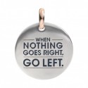 Moneta Queriot "When Nothing Goes Right. Go Left." in Argento, Oro Rosa 9 Kt e Smalto Color Blu Pavone.