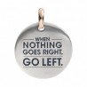 Moneta Queriot "When Nothing Goes Right. Go Left." in Argento, Oro Rosa 9 Kt e Smalto Color Blu Pavone.