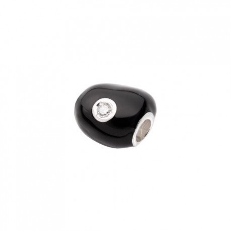 Sasso Grande Queriot Componente in Argento, Diamante Grigio  4 pt. e Smalto Color Liquirizia