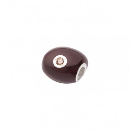 Sasso Grande Queriot Componente in Argento, Smalto Color Cioccolato e Diamante Brown 4 pt.