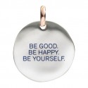 Moneta Queriot " Be good. Be happy. Be yourself." in Argento, Oro Rosa 9 Kt e Smalto color Blu