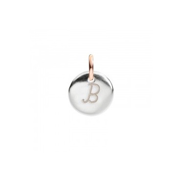 Charm Lettera B Queriot in Argento e Oro Rosa 9 Kt