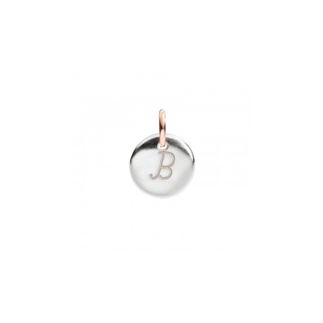 Charm Lettera B Queriot in Argento e Oro Rosa 9 Kt