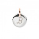 Charm Lettera B Queriot in Argento e Oro Rosa 9 Kt