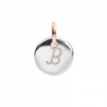 Charm Lettera B Queriot in Argento e Oro Rosa 9 Kt