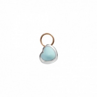 Micro Cuore Queriot Componente in Argento, Oro Rosa 9 Kt e Smalto Color Azzurro