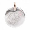 Moneta Queriot " Abbracciami" in Argento, Oro Rosa 9 Kt e Smalto Color Rosa