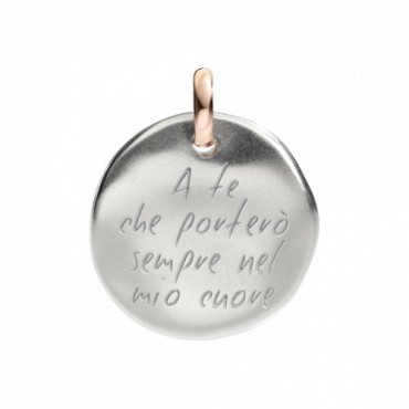 Moneta Queriot " Ate che porterò sempre nel mio cuore" in Argento, Oro Rosa 9 Kt e Smalto Grigio