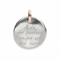 Moneta Queriot " Ate che porterò sempre nel mio cuore" in Argento, Oro Rosa 9 Kt e Smalto Grigio