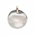 Moneta Queriot " My mommy is beautiful" in Argento, Oro Rosa 9 Kt e Smalto color Rosa