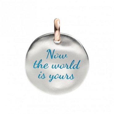 Moneta Queriot " Now the world is yours" in Argento, Oro Rosa 9 Kt e Smalto Turchese