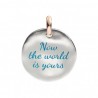Moneta Queriot " Now the world is yours" in Argento, Oro Rosa 9 Kt e Smalto Turchese