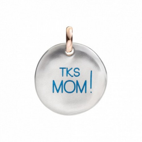 Moneta Queriot " Tks mom!" in Argento, Oro Rosa 9 Kt e Smalto color Turchese