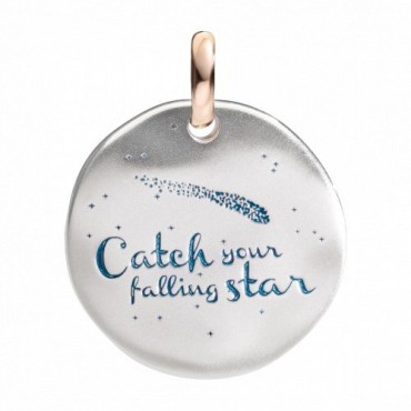 Moneta Queriot "Catchyour falling star" in Argento, Oro ROsa 9 Kt e Smalto Blu Scuro
