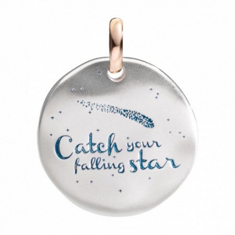 Moneta Queriot "Catchyour falling star" in Argento, Oro ROsa 9 Kt e Smalto Blu Scuro
