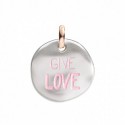 Moneta Queriot "Give love" in Argento, Oro Rosa 9 Kt e Smalto color Rosa