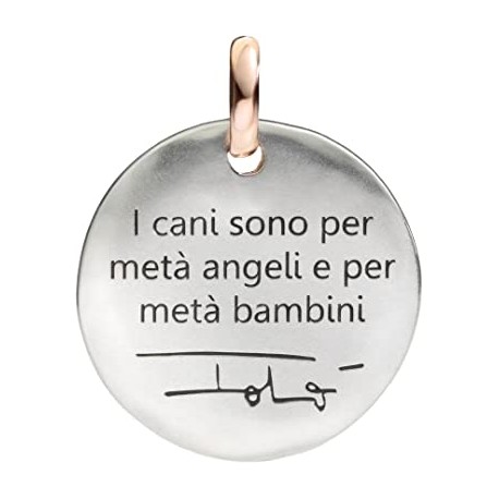 Moneta Queriot "I cani sono per metà angeli e per metà bambini. Totò" in Argento, Oro Rosa 9 Kt e Smalto nero