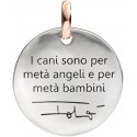 Moneta Queriot "I cani sono per metà angeli e per metà bambini. Totò" in Argento, Oro Rosa 9 Kt e Smalto nero