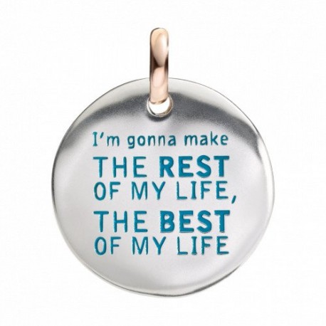 Moneta Queriot "I'm gonna make the best of my life, the best of my life" in Argento, Oro Rosa 9 Kt e Smalto color Turchese