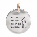 Moneta Queriot "Un dia sin reir es un dia perdido" in Argento, Oro Rosa 9 Kt e Smalto color Nero