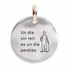 Moneta Queriot "Un dia sin reir es un dia perdido" in Argento, Oro Rosa 9 Kt e Smalto color Nero