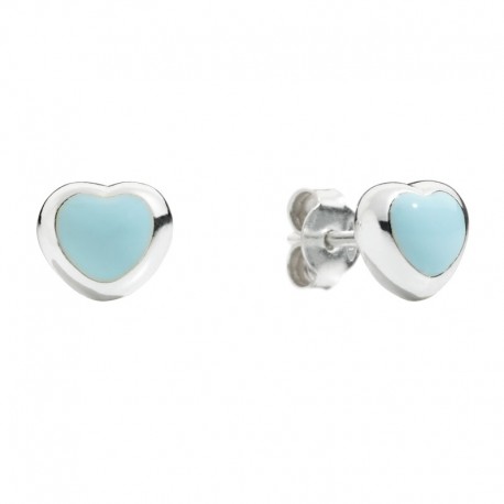 Orecchini Cuore Queriot in Argento e Smalto Azzurro